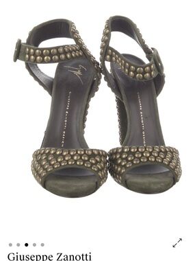 Giuseppe Zanotti Olive Green Studded Open-Toe Ankle-Strap Heels